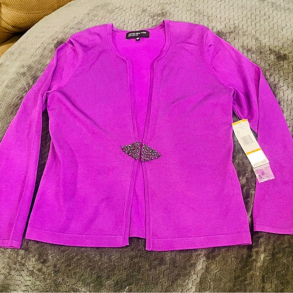 Jones New York Sweaters - Jones New York Vivid Purple Knit Cardigan Sweater
